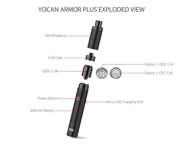 Yocan Armor Plus Concentrate Vaporizer sold by VPdudes made by Yocan | Tags: accessories, all, batteries, e-cig batteries, new, vape mods, Vaporizers, Yocan